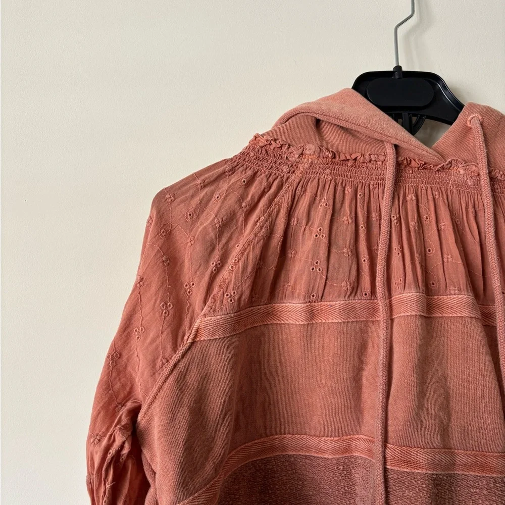 Free People Piper Pieced Crop Hoodie - Orange - Picture 2 of 5